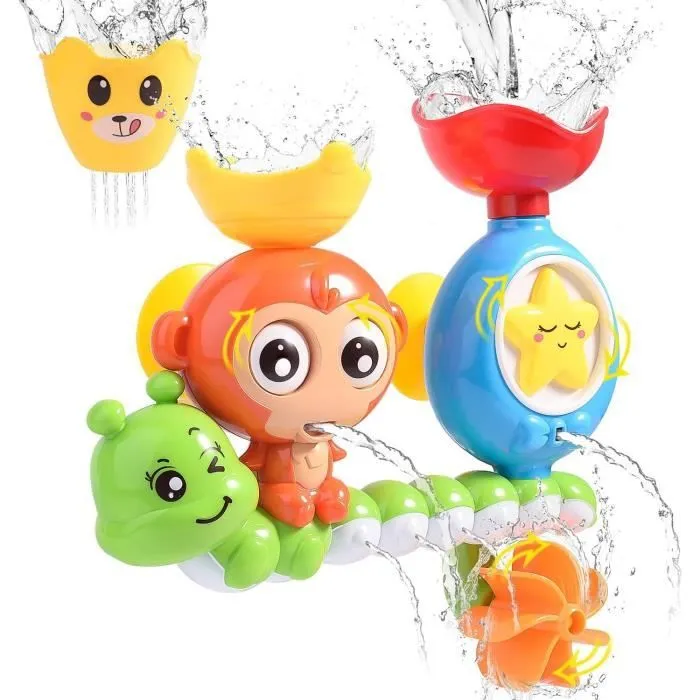 Jouet de Bain - Cascade Station d'eau - Jouet De Douche pour Bébé et Enfants - Jaune-0