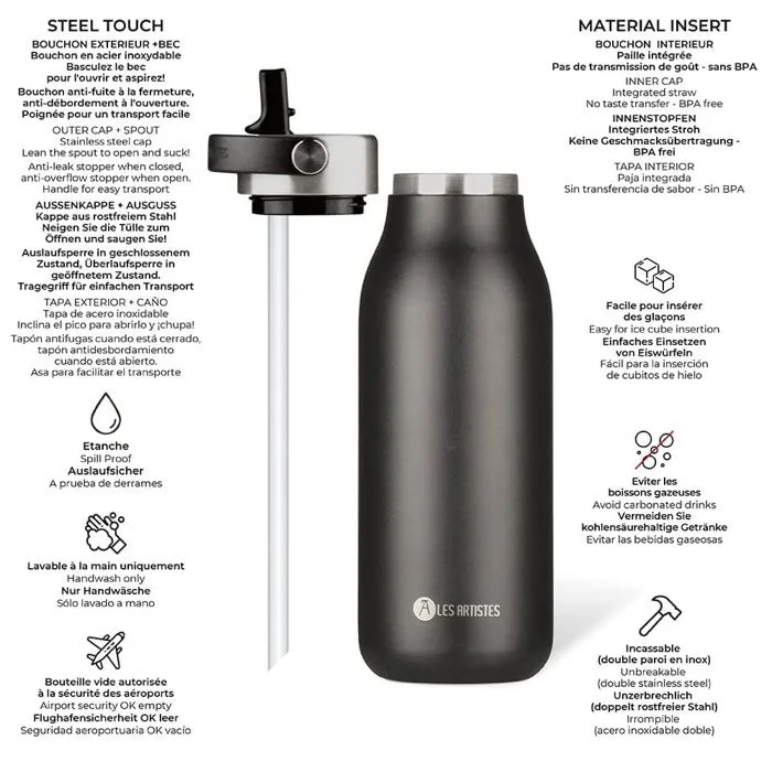 Gourde d hydratation Bouteille / bottle 2.0 black pearl p. 1000ml - Les artistes de paris-1