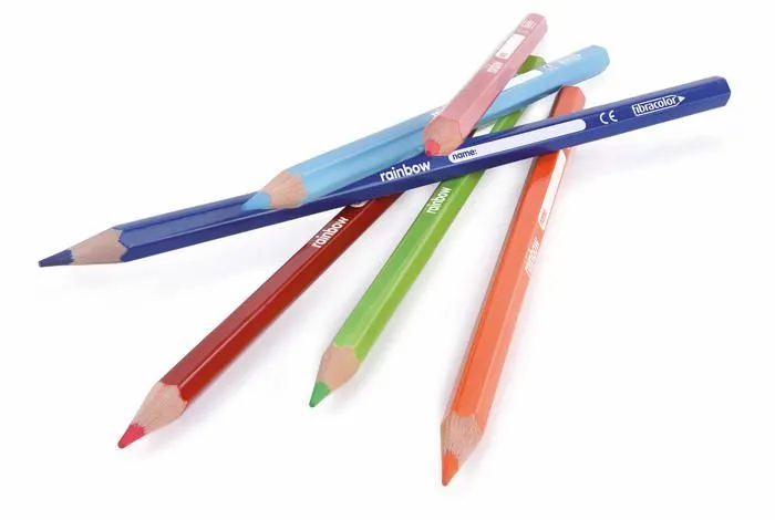 Crayon de couleur - craie grasse Fibracolor - Rainbow crayons de couleur pointe fine boite de 36 couleurs avec taille-crayon-1