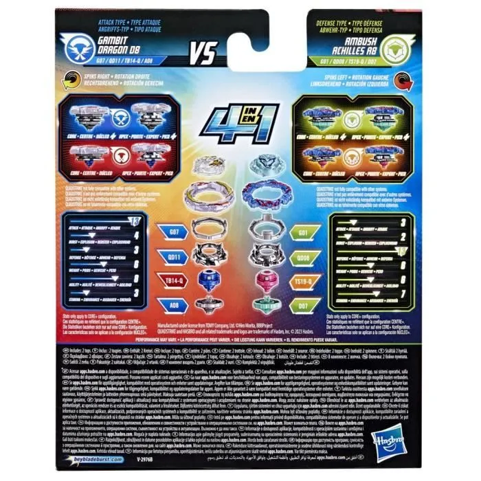 Toupie - BEYBLADE - Dual Pack Gambit Dragon et Ambush Achilles - Gris - 8 ans-2