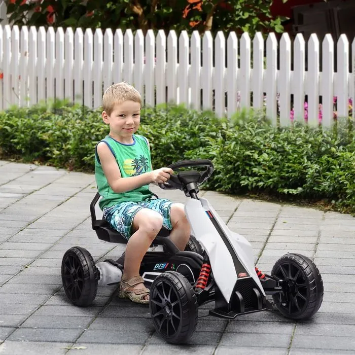 Kart électrique pour enfant HOMCOM 12V - Vitesse réglable 3-5km/h pour enfants de 3 à 8 ans - siège réglable - blanc-1