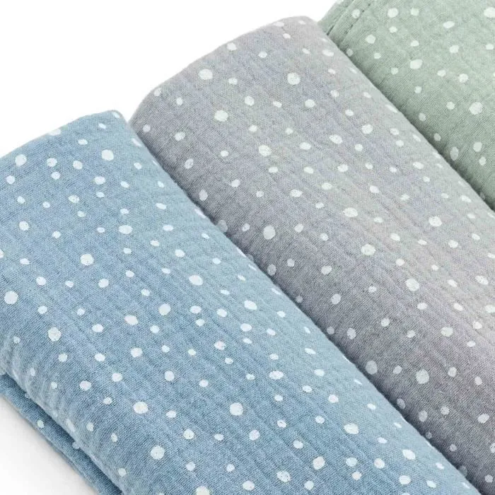 Bellochi Lot de 3 Langes Coton Bébé - Multifonctionnel Couche Lavable - Mousseline Bébé 100% Coton Naturel - 60x80 cm - Funny Dots-1