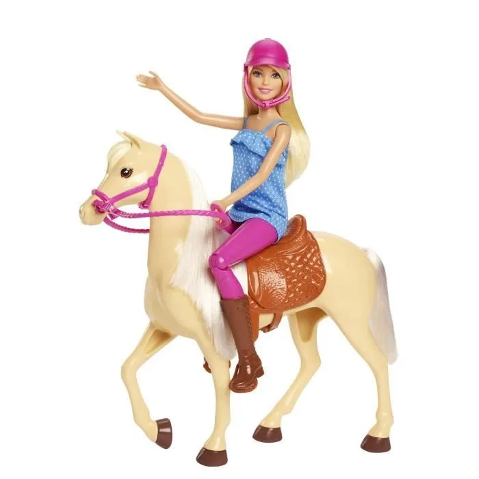 Barbie - Barbie et son cheval - Coffret Poupée Mannequin - 3 ans et + FXH13-1