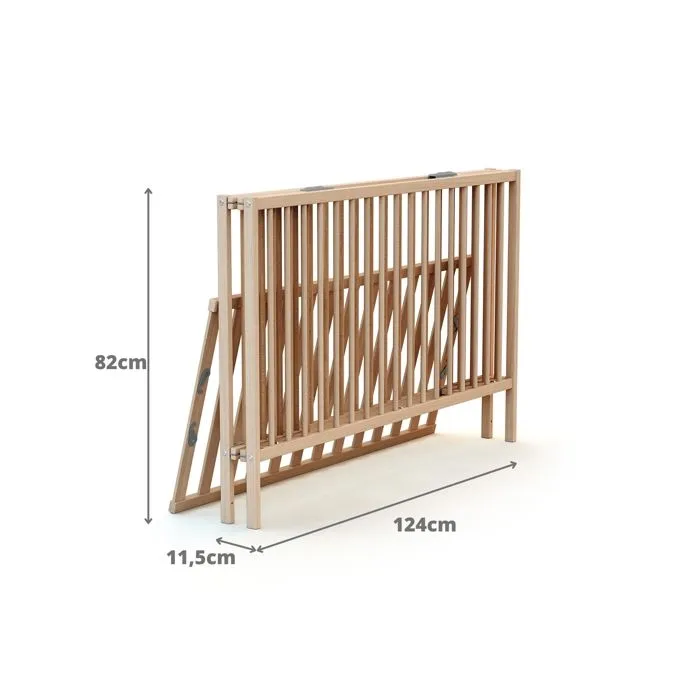 Lit bébé pliant AT4 Webaby Hêtre Brut 60 x 120 - AT4 - Hêtre massif - Beige - Bébé-3