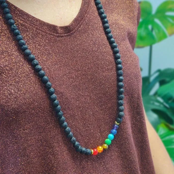 Collier - SHOP-STORY - Guérison des 7 Chakras - Pierres naturelles - Mixte - Noir-1