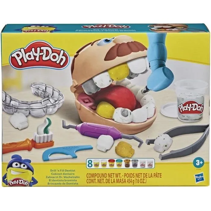 Play-Doh Cabinet dentaire pour enfants - 8 Pots de pâte à modeler atoxique - dès 3 ans-0