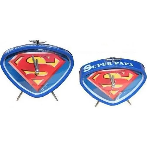 Réveil en métal Superman - Bleu - Pour enfant - Alimenté par pile-0