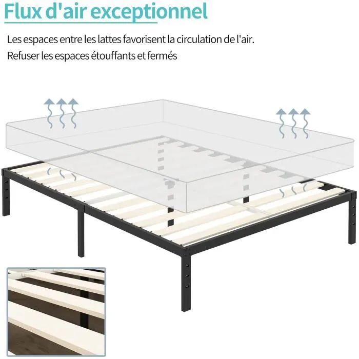 Ensemble Sommier + Matelas - 140x190cm - Mémoire de forme - 2 places - Monobloc-1