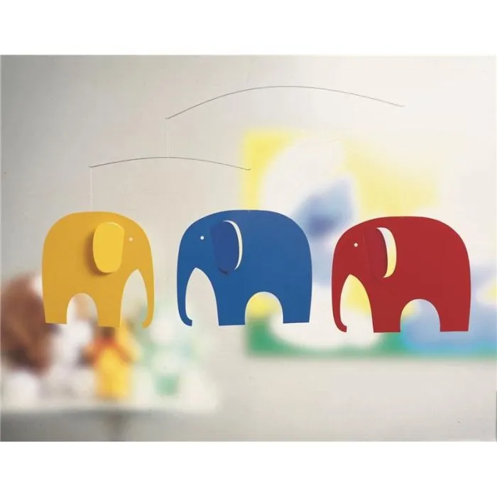 Mobile Elephant Party - FLENSTED MOBILES - Décoration pour bébé - Trois éléphants - Multicolore - 64x3x36cm-0