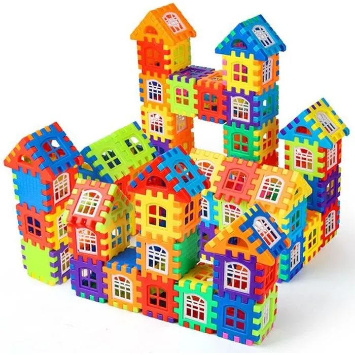 ABIL Jouet de bloc de construction de maison Blocs de Bloc de construction de 140 pièces avec panneau de fenêtre de 46 piè VGEBY-0
