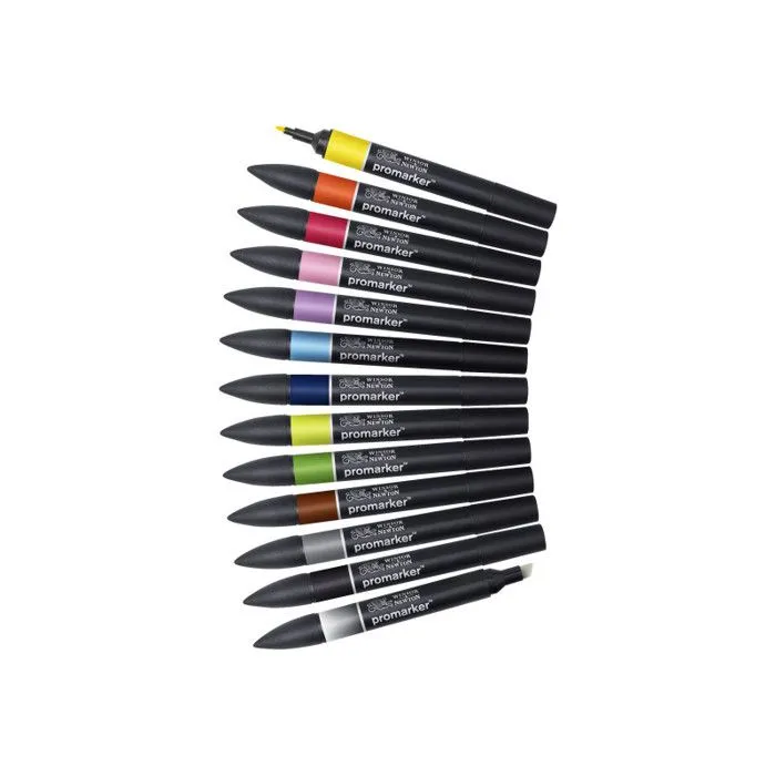 Feutres - Promarker - 12 couleurs + 1 blender - Winsor et Newton - Dessin - Illustration-1