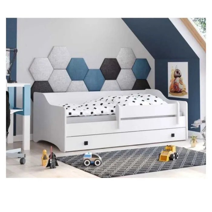 Lit enfant ERYK 80x180 avec matelas + sommier + tiroir en blanc-1