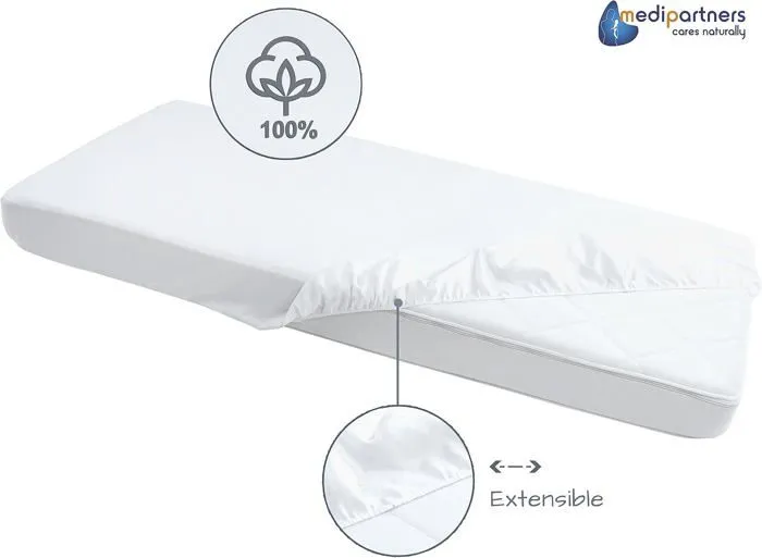 Drap Housse pour Bébé Medi Partners Excellent pour un lit bébé, enfant, 100% coton, protège matelas bébé, literie 60x120 cm, Blanc-4