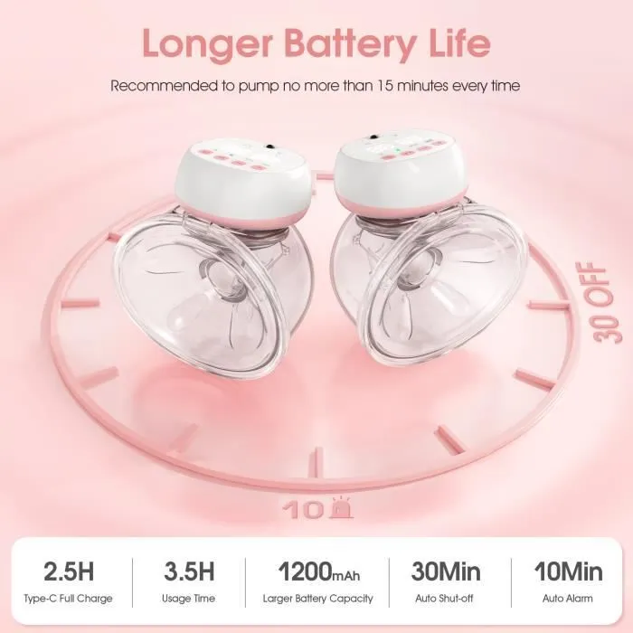 JHEPPBAY Tire Lait Electrique Main Libre,Tire Lait à 3 Modes 12 Niveaux,Fonction Mémoire,Contrôle infrarouge,2 Pièces-1
