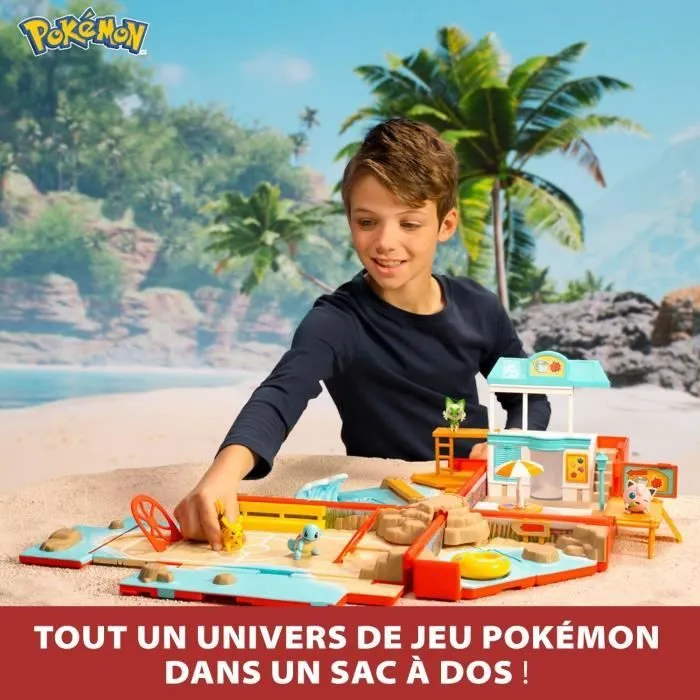 Sac à dos - BANDAI - Pokémon du dresseur Thème Plage - S’ouvre et devient une super arène-1
