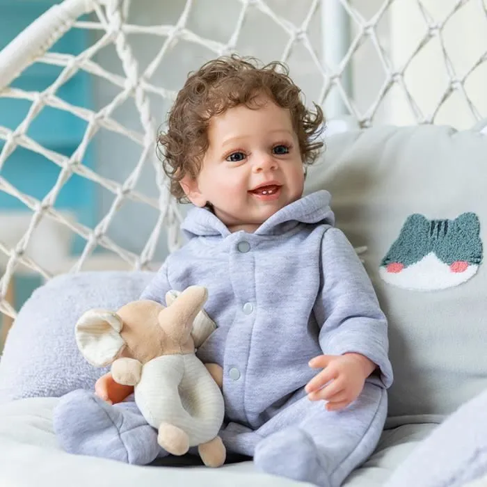Yannik – poupée bébé garçon Reborn en Silicone souple, 55CM, corps complet, toucher réel, cadeau idéal pour enfants, jouet de bain-0