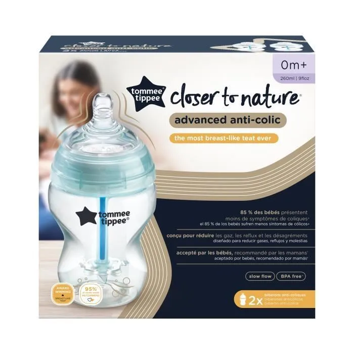 TOMMEE TIPPEE Biberon Anti colique avancé, lot de 2, 260ml-2