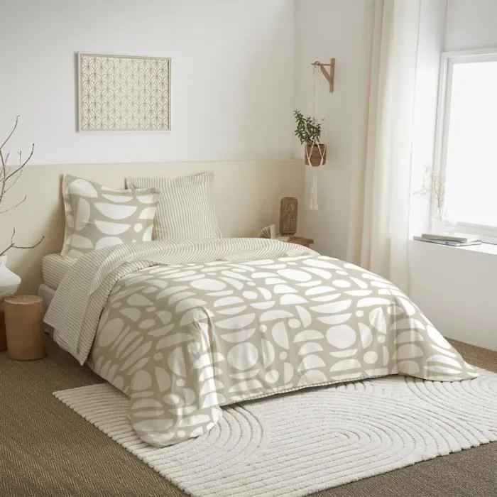 Parure de draps 4 pièces pour lit 160 x 200 cm "Grande largeur" Mykonos naturel-0