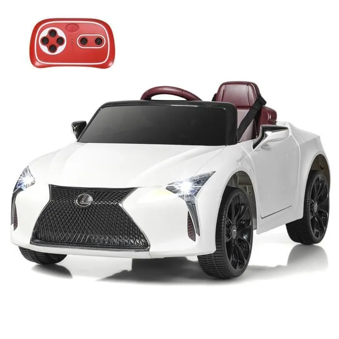 LEXUS Voiture Électrique 12V/7 Ah pour Enfants 3-8 Ans, Télécommande 2.4G, 2 Moteur, LED, Klaxon, MP3, Histoire, 3-8 Ans, Blanc-0