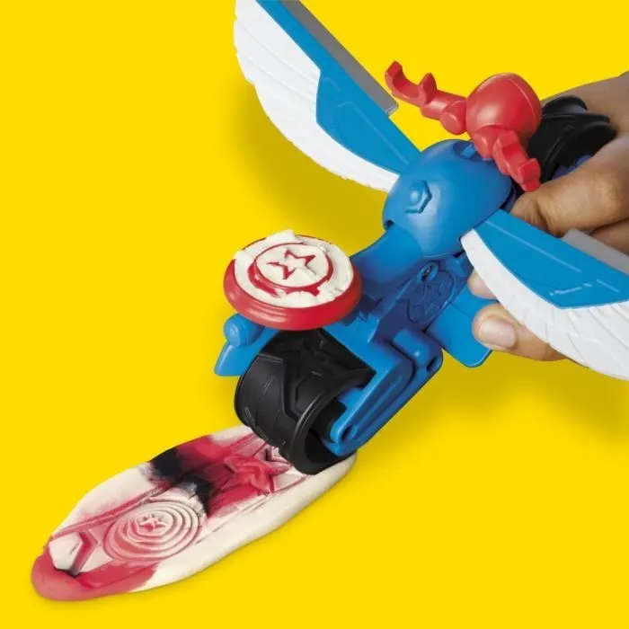 Play-Doh Captain America, coffret Moto tranchante avec figurine flexible, 3 accessoires et pâte à modeler, dès 4 ans, Marvel-6