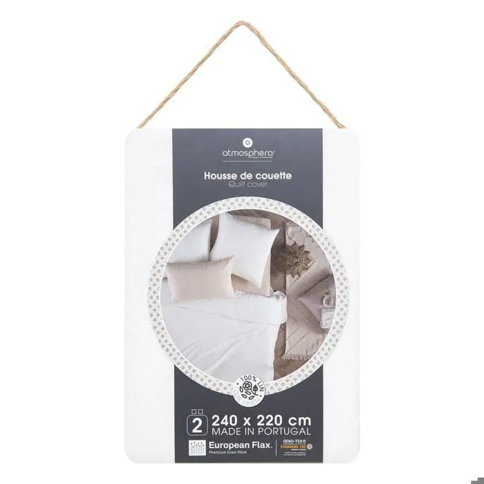 Housse de couette - Atmosphera - Linah - 100% Lin - 240x220 cm - Blanc-1