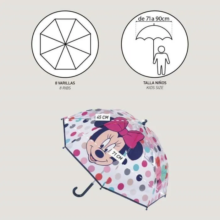 Parapluie - Minnie Mouse - Bleu - 100% POE - Tiges 45 cm - Ø 71 cm-3