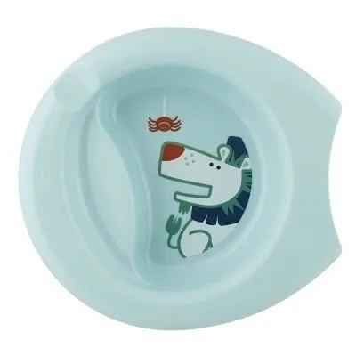 Chicco Assiette Creuse Décorée avec Rebord Bleu +6m 1 unité-1