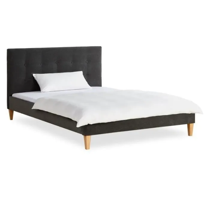 Lit 2 Places - HOMESTYLE4U - 2736 - Anthracite - Bois - 140x200 cm - Classique-0