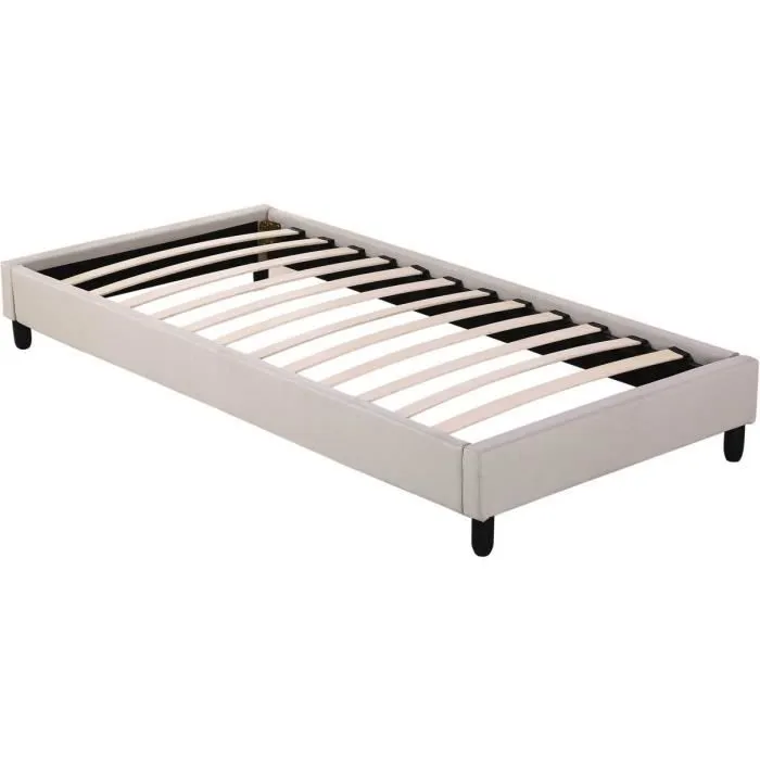 Sommier tapissier à lattes - Blanc - 90 x 190 cm - 20 lattes - 1 place - Pieds inclus-0
