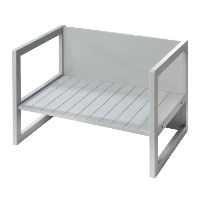 ROBA Banquette Enfant Réglable à 2 Hauteurs d'Assise - Convertible en Table - Style Campagne - Gris-0