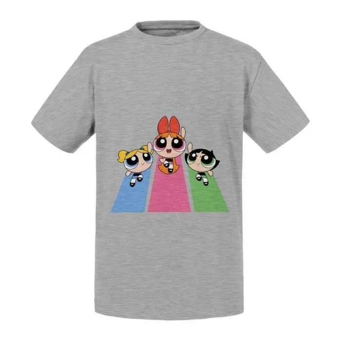 T-shirt Enfant Noir Super Nanas Powerpuff Girls Cartoon Dessin Anime Super Hero-0