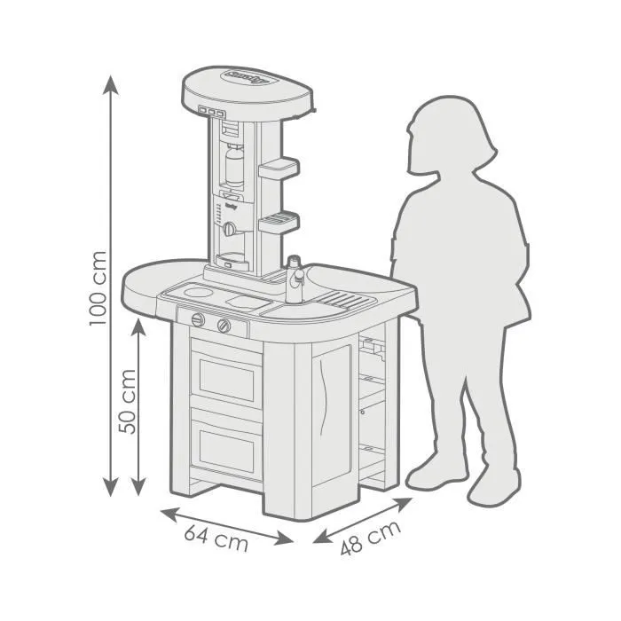 Smoby Cuisine tech edition avec module électronique - Effets sonores et lumineux - 35 accessoires inclus - dès 3 ans-5