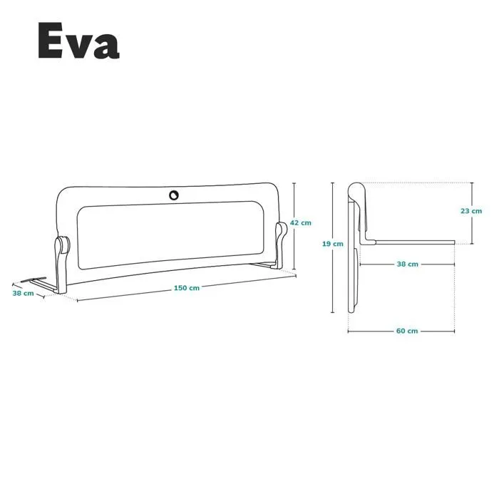 Barrière de lit bébé LIONELO Eva - Protection anti-chute 150cm - Filet aéré pliable-5