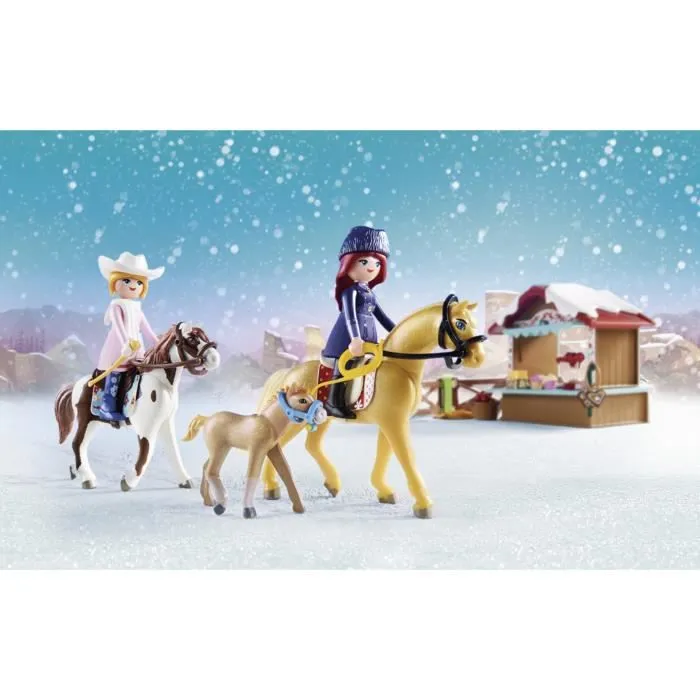 PLAYMOBIL Spirit - Marché de Noël à Miradero - 70395 - Contient 2 boutiques, 2 personnages, 3 chevaux-3