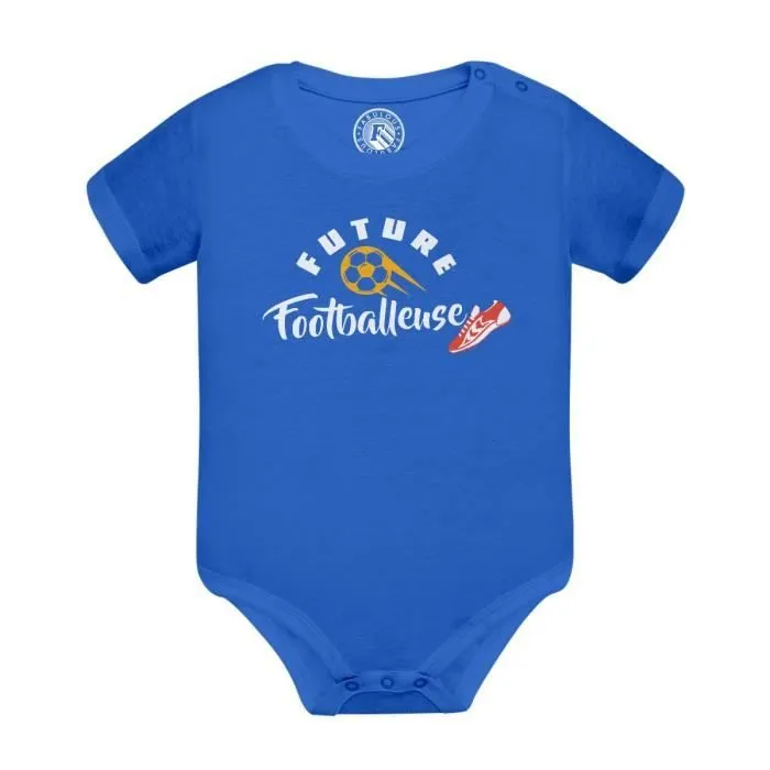 Body Bébé Manche Courte Bleu Future Footballeuse Sport Passion Foot-0
