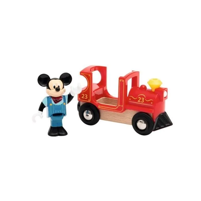 DISNEY Brio Mickey Mouse & Locomotive - Train sans pile pour circuit de train en bois - Ravensburger - Dès 3 ans - 32282-3