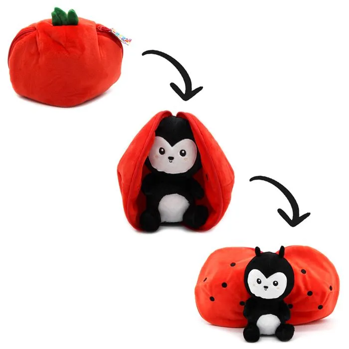 Peluche - Les Déglingos - Flipetz Coccinelle Tomate - 2 en 1 - Rouge - 18x10x17 cm-1
