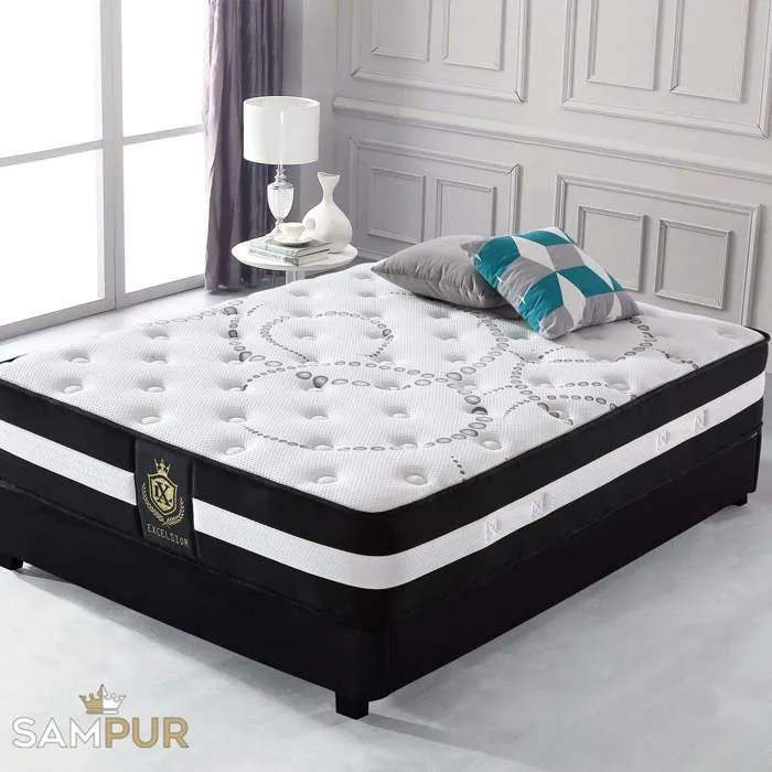 Matelas Excelsior 90 x 190 by Sampur - Mémoire de Forme - Ressorts Ensachés - Mousse Haute Résilience - Épaisseur 30cm - Confort-5