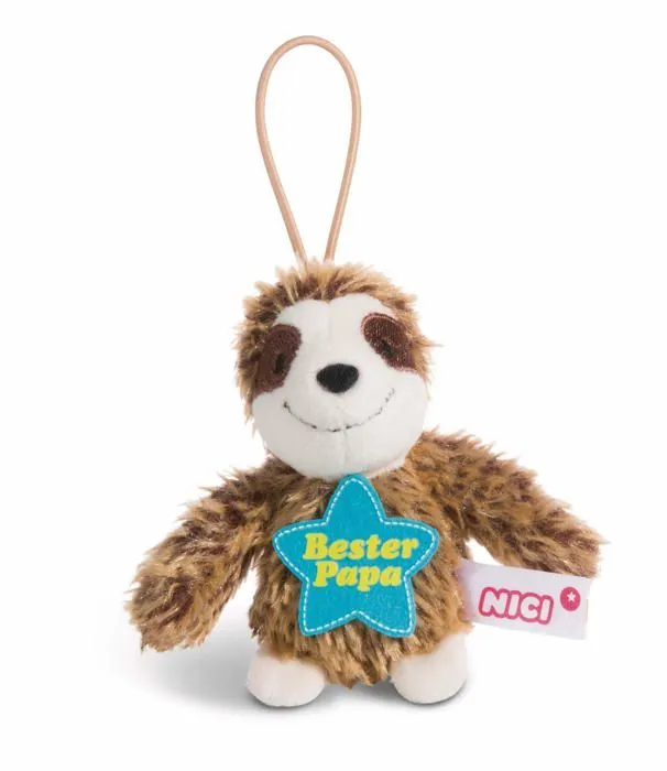 Peluche Nici - 44851 - Pendentif Paresseux avec Inscription en Allemand Bester Papa 8 cm avec Boucle Marron-0
