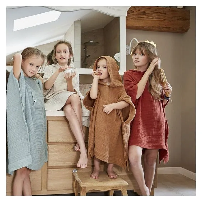 Poncho enfant mixte Gaze de coton unie Gaïa - Gaïa Camel - 6 à 10 ans-3
