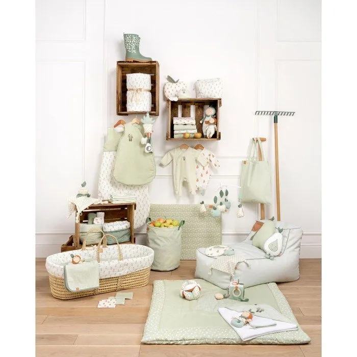 Couvre lit bébé 90x140 cm en coton Vert tilleul-2