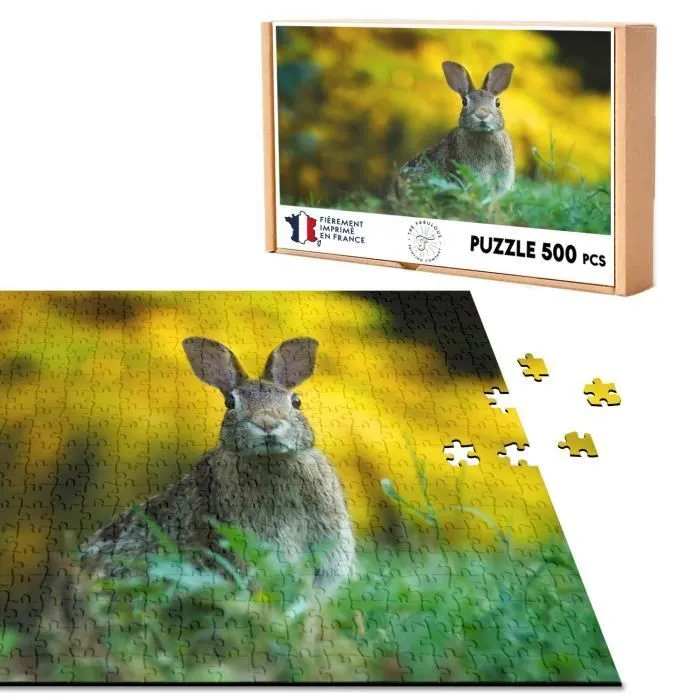 Puzzle Classique 500 pièces Lapin Mignon Dans Une Prairie Nature Photo Animaux Sauvages-0
