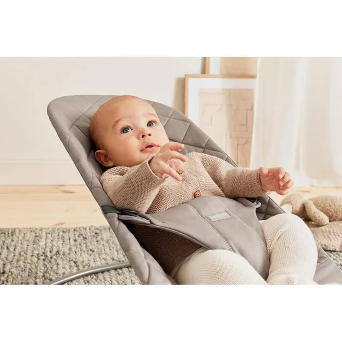 BabyBjörn Transat Bliss - Tissé Classic quilt - Sable Gris - Ergonomique - Ajustable - Pliable-8