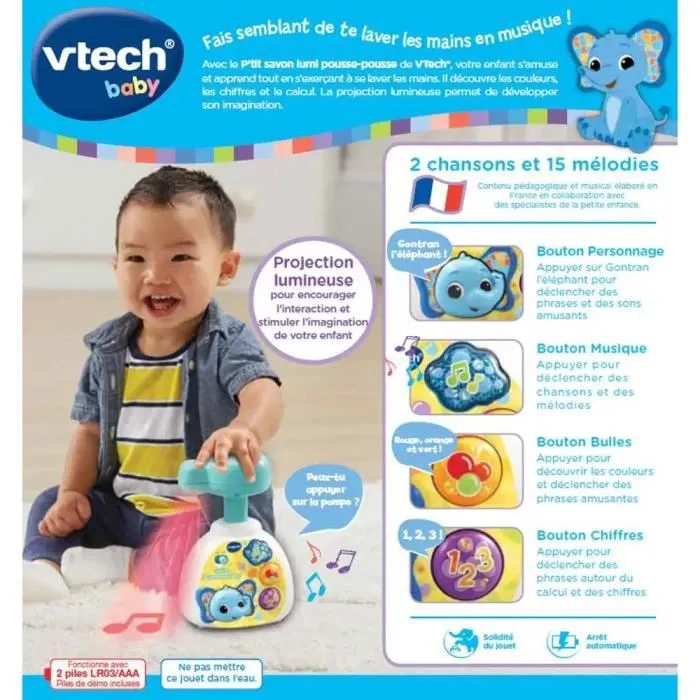 Jeu de Bain - VTECH BABY - P'tit Savon Lumi Pousse-Pousse - Bulles Lumineuses - Musique - Chiffres et Couleurs-4