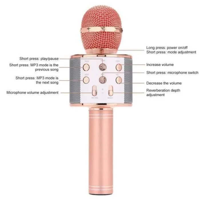 Microphone Karaoke - ZF07363 - Bluetooth 4 en 1 - Portable - Cadeau Enfants-Adultes - Bleu-2