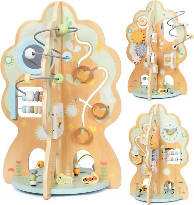 Jouet d'Activité Éducatif - Mamabrum - Forme d'arbre - 10 en 1 - Miroir - Engrenages - Horloge-0