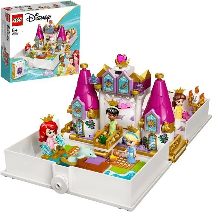 LEGO® 43193 Disney Les Aventures d’Ariel, Belle, Cendrillon et Tiana dans un Livre de Contes, Disney Princesses-0