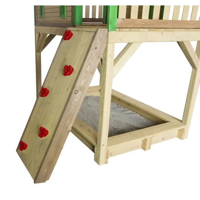 Mur d'escalade en bois AXI - Accessoire / Extension Aire de Jeux pour Enfant - Couleur Beige-1
