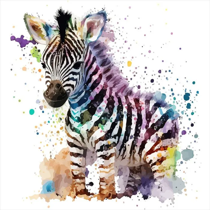 Poster / Affiche carrée Enfants - Zèbre coloré 3617689723525 - 20x20 cm-1