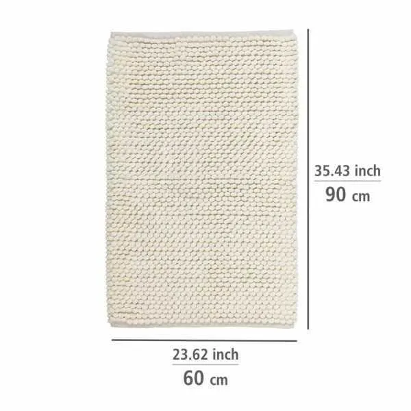 WENKO Tapis de bain Urdu, Tapis salle de bain anitdérapant, coton mélangé, 60x90 cm, Ecru-3